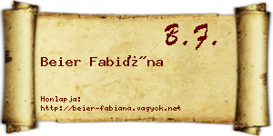 Beier Fabiána névjegykártya